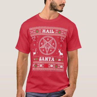 サンタクリスマスおもしろいスヘイルサンタ醜いクリスマスセーター Tシャツ