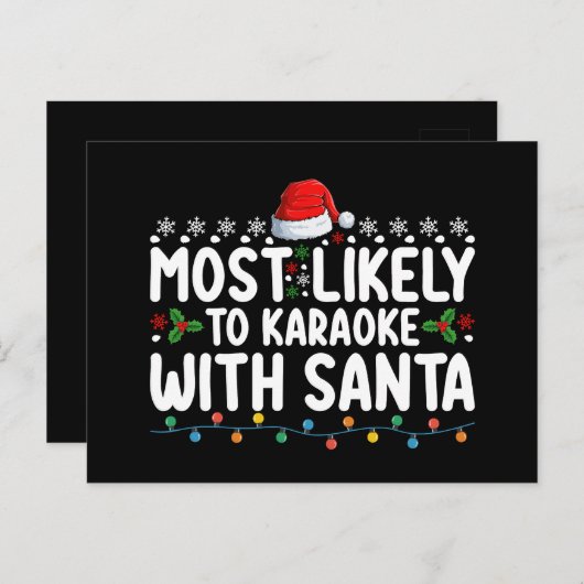 サンタクリスマスにカラオケが最も多い ポストカード (正面/裏面)