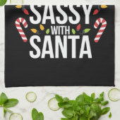 サンタクリスマスのクリスマスに酔いしれる キッチンタオル (折り畳み)