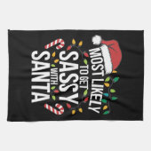 サンタクリスマスのクリスマスに酔いしれる キッチンタオル (横)