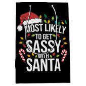 サンタクリスマスのクリスマスに酔いしれる ミディアムペーパーバッグ (正面)