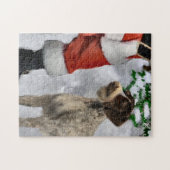 サンタクリスマスのドイツの金髪のポインタ ジグソーパズル (横)