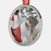 サンタクリスマスのドイツの金髪のポインタ メタルオーナメント (左)
