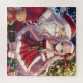 サンタクリスマスを持つアニメの女の子 ジグソーパズル (横)