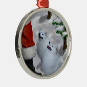 サンタクリスマスを迎えたアメリカのエスキモー犬 メタルオーナメント (右)