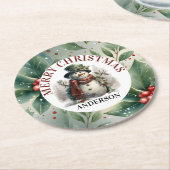 サンタクリスマスウィッシュ紙プレート ラウンドペーパーコースター (アングル)
