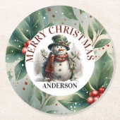 サンタクリスマスウィッシュ紙プレート ラウンドペーパーコースター (正面)
