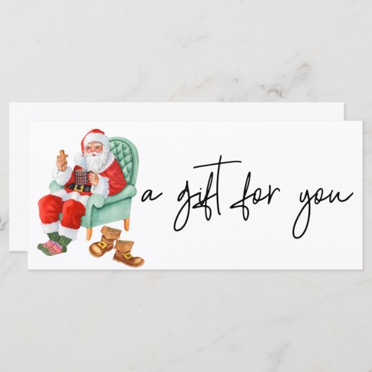 サンタクリスマスウォーターカラーギフトカード (正面/裏面)