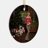 サンタクリスマスオーナメントを待っている セラミックオーナメント (右)