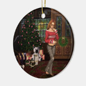 サンタクリスマスオーナメントを待っている セラミックオーナメント (左)