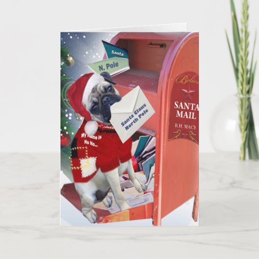 サンタクリスマスカードに手紙を書く シーズンカード (正面)