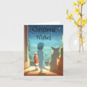 サンタクリスマスカードのウェイティン カード (黄色い花)