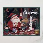 サンタクリスマスカード(金ゴールド付) 箔シーズンポストカード (正面)