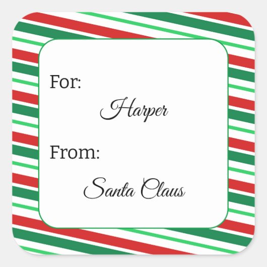 サンタクリスマスギフトパーソナライズされたサンタクロースから スクエアシール (正面)