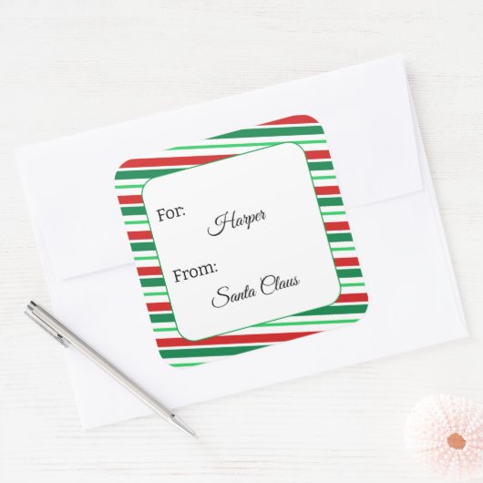 サンタクリスマスギフトパーソナライズされたサンタクロースから スクエアシール (封筒)