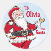 サンタクリスマスギフトラベルステッカーfrom Santa ラウンドシール (正面)