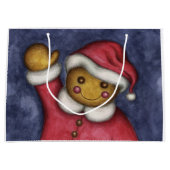 サンタクリスマスギンガーブレッドホリデーカワイイ抱き枕 ラージペーパーバッグ (正面)