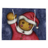 サンタクリスマスギンガーブレッドホリデーカワイイ抱き枕 ラージペーパーバッグ (裏面)