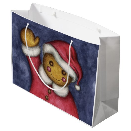 サンタクリスマスギンガーブレッドホリデーカワイイ抱き枕 ラージペーパーバッグ (裏面アングル)