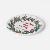 サンタクリスマスクッキーのリース ペーパープレート (アングル)