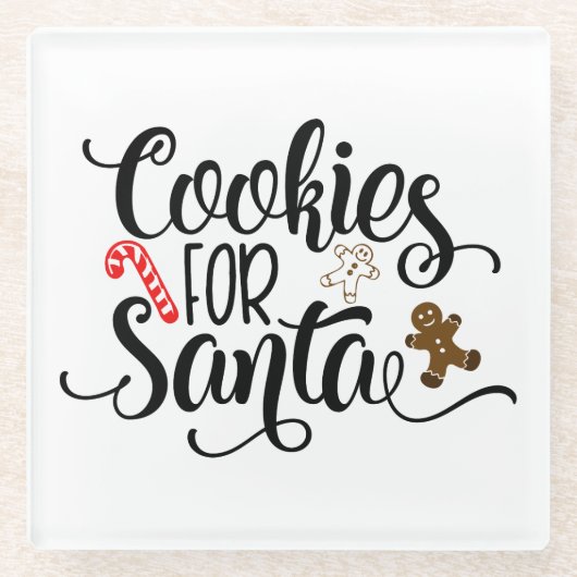 サンタクリスマスクッキー ガラスコースター (正面)