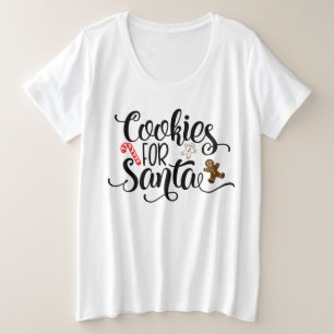 サンタクリスマスクッキー プラスサイズTシャツ