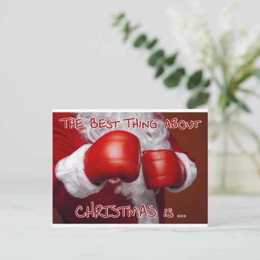 サンタクリスマスクリスマスおもしろいユーモアボクシングデー シーズンポストカード (スタンド正面)