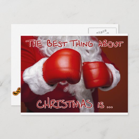 サンタクリスマスクリスマスおもしろいユーモアボクシングデー シーズンポストカード (正面/裏面)