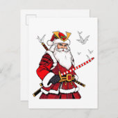 サンタクリスマスサンタクロース日本のアートサムライ 案内ポストカード (正面/裏面)