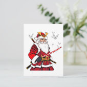 サンタクリスマスサンタクロース日本のアートサムライ 案内ポストカード (スタンド正面)