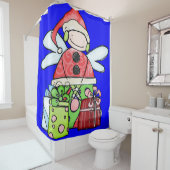 サンタクリスマスシャワーカーテンブルー シャワーカーテン (インサイチュ)