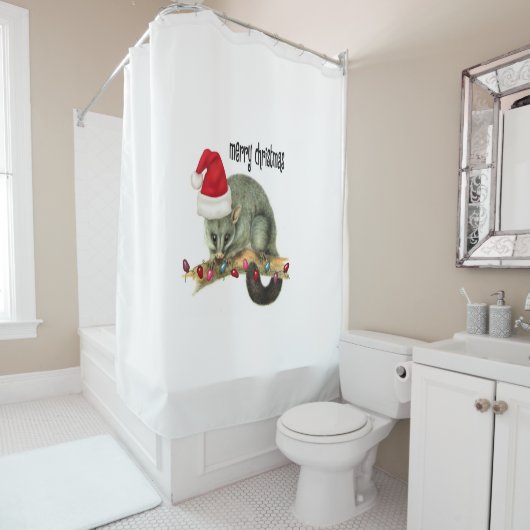 サンタクリスマスシャワーカーテンポッサム シャワーカーテン (インサイチュ)