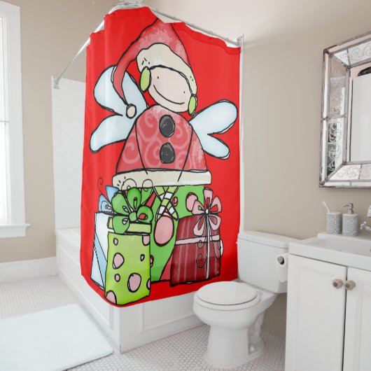 サンタクリスマスシャワーカーテンレッド シャワーカーテン (インサイチュ)