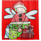 サンタクリスマスシャワーカーテンレッド シャワーカーテン (正面)