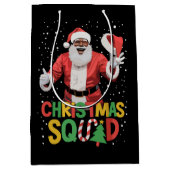 サンタクリスマススクワッドブラックアフリカンアメリカン ミディアムペーパーバッグ (正面)