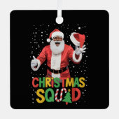 サンタクリスマススクワッドブラックアフリカンアメリカン メタルオーナメント (正面)