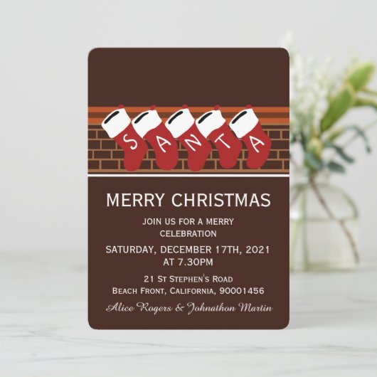 サンタクリスマスストッキングパーティー招待状 招待状 (スタンド正面)
