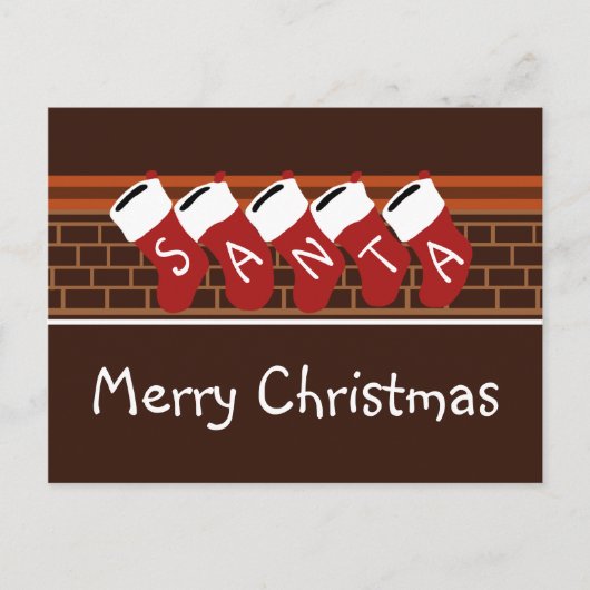 サンタクリスマスストッキングホリデーハガキ シーズンポストカード (正面)