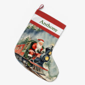 サンタクリスマスズトレインボーイズ ラージクリスマスストッキング (正面 (吊り時))