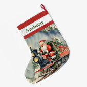 サンタクリスマスズトレインボーイズ ラージクリスマスストッキング (裏面 (吊り時))