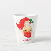 サンタクリスマスソーシャルディスタンスメリーパーソナル カフェラテマグ (正面)