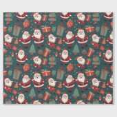 サンタクリスマスツリーオーナメントグリーンクリスマス ラッピングペーパー (フラット)