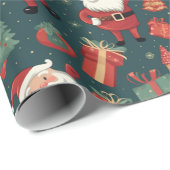 サンタクリスマスツリーオーナメントグリーンクリスマス ラッピングペーパー (ロールコーナー)