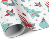 サンタクリスマスツリースノーフレークパターンレッド ラッピングペーパー (ロールコーナー)