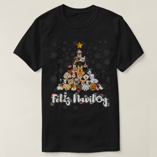 サンタクリスマスツリードッグクリスマスペットドッグ恋人フェリーズ Tシャツ (デザイン正面)