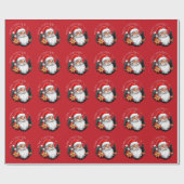 サンタクリスマスツリー赤メリークリスマス ラッピングペーパー (フラット)