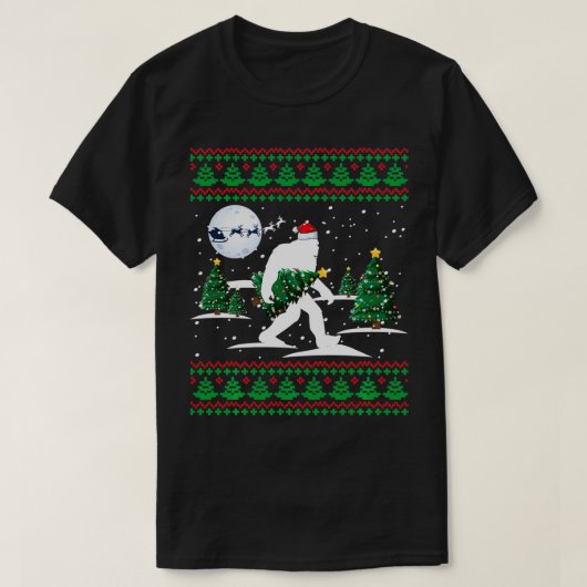 サンタクリスマスツリー醜いクリスマスセーター Tシャツ (デザイン正面)