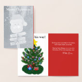 サンタクリスマスツリー銀箔カード 箔カード (ディスプレー)