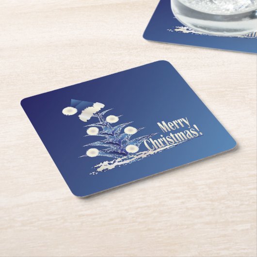サンタクリスマスツリー スクエアペーパーコースター (アングル)