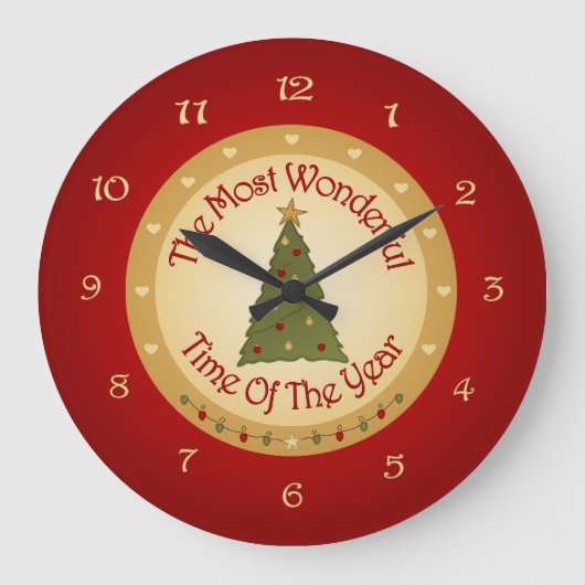 サンタクリスマスツリー ラージ壁時計 (正面)